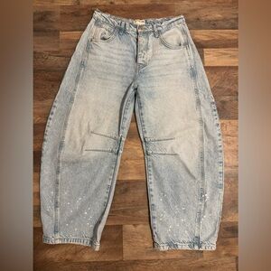 We The Free Lucky You Mid Rise Barrel Jeans in Aegean Sz 26